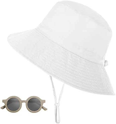 Chapéu de balde de bebê e óculos de sol, chapéu de sol Protection UV com largura Brim, Capéu de praia para crianças itens essenciais
