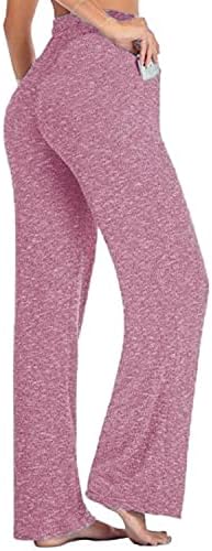 Calça de salão de pernas largas de cintura alta feminina calça elástica da cintura ioga de ioga casual calça de pijama