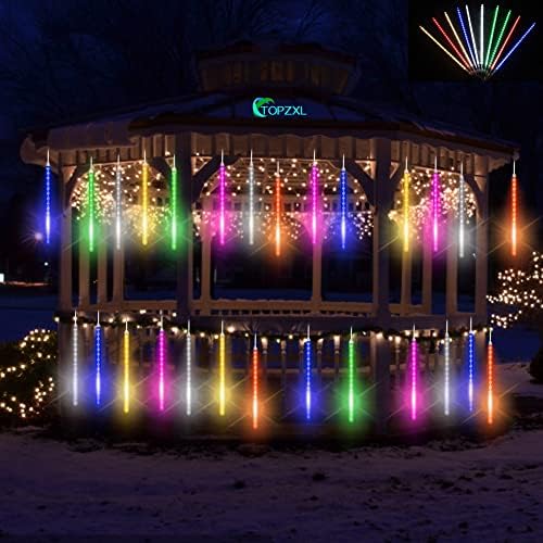 Topzxl Christmas Decorations Lights Xmas Exdoivo de meteoros de meteoros externos Luzes LED, 80 cm de 10 cm para decoração de árvore de casamentos de festas Giftos de ornamentos pendurados, extensível, multicolor
