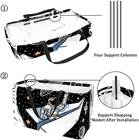 Reutilizável Caspo de Compras Cosmonaut Estrelas Moon portátil Dobring Picnic Grocery Bags