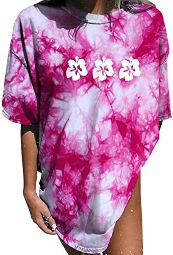 Senhoras hippie vitoriano blusas corante gradiente flor relaxado blusas de ajuste curto 1/2 bordas de lounge de manga NH