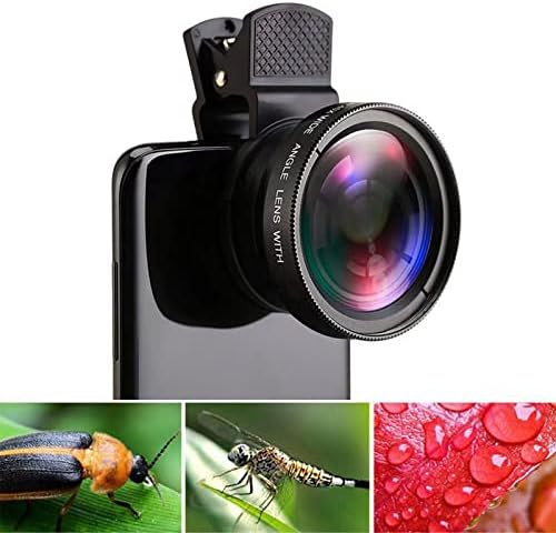 Lente de câmera de telefone 2 em 1 para iPhone e Android, 37mm 0,45x 49uv super amplo e macro câmera de telefone HD lente