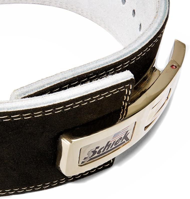Schiek Sports 7010 Competição de alavanca Potência de levantamento de peso Cinturão de levantamento - camurça cinturões de levantamento de couro com fivela de metal de alavanca de aço