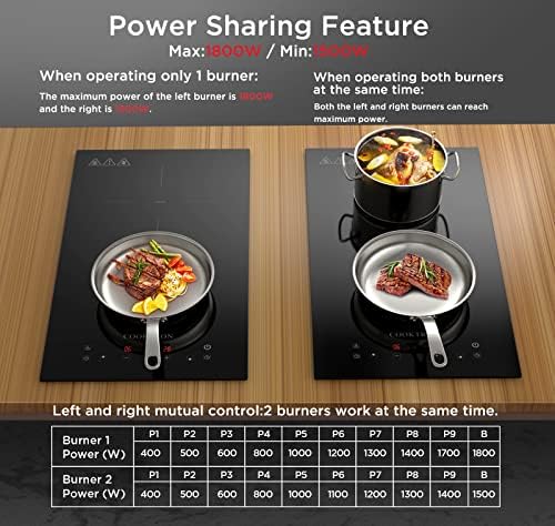 Cooktop de indução elétrica, fogão elétrico embutido de Cooktron com 10 níveis de energia, 3300W, trava filho, timer,