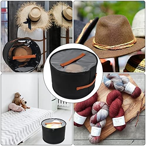 GOKLMN Caixa de armazenamento de chapéu redonda dobrável com tampa, viagem de caixa grande, organizador decorativo de armário