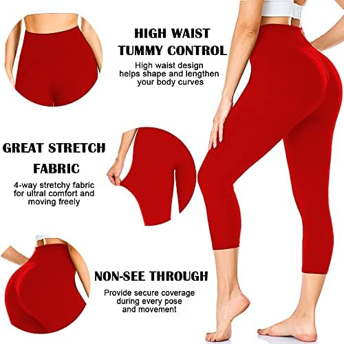 Leggings macias amanteigadas para mulheres - Controle de barriga de cintura alta sem ver através de calças de ioga de