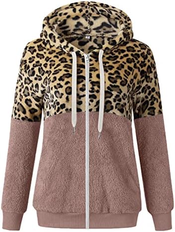 Casacos femininos de inverno estamncos de impressão de retalhos de retalhos de zíper de bolso topo de camisola de suéter de pelúcia