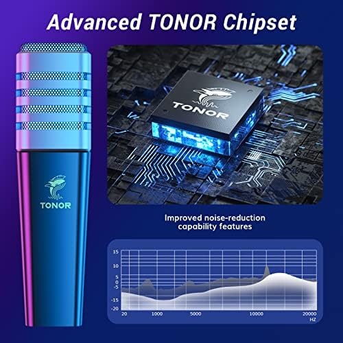 Tonor USB Gaming Microphone, RGB Streaming Microfono Conjunto, PC Podcast Graving Computer Mic for PS4/5, Discord, Twitch, Cardioid