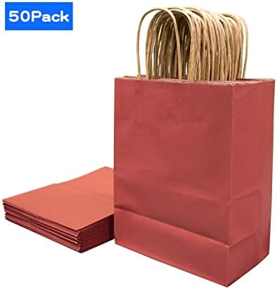 Sacos de presente de papel de face sbag 8x4.75x10 50pcs festas de festa sacos, sacolas de papel médias, sacolas