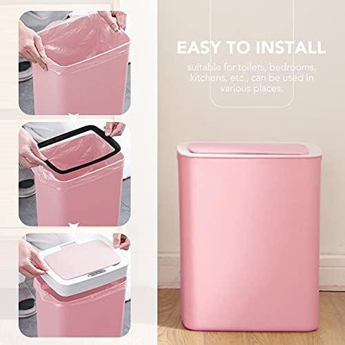 Lixo rosa aiomest lata com sensor automático, lixeira indutiva sem toque para banheiro, cozinha e cama, pequenos