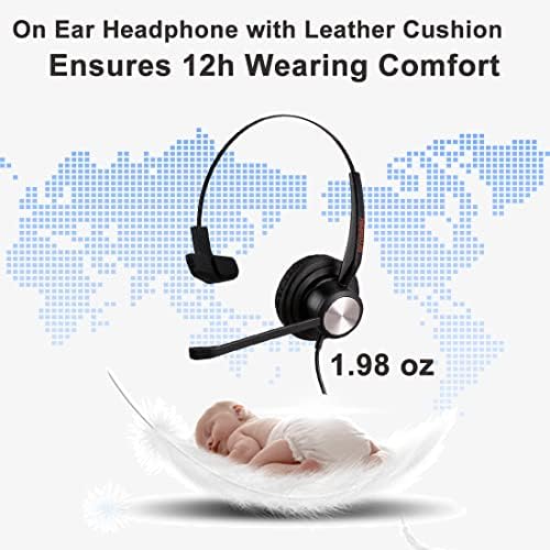 N/X ONE EAR 3,5 mm/USB fone de ouvido com cancelamento de ruído para o reconhecimento de voz, zoom, equipes, ringcentral, 3CX Softphone, trabalho de escritório, leve e conforto ajuste