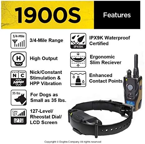 Dogtra 1900S Remote Dog Training Collar - 3/4 Mile Range, impermeável, recarregável, vibração - Inclui produtos essenciais de