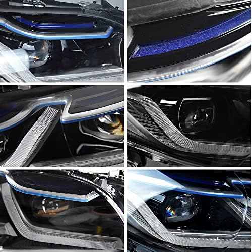 Kabber LED Double Blue Headlamp Assembly Compatível com BMW 5 Série F10 F18 2014-2017 Sedan Wagon Xenon sem modelo