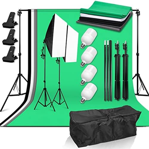 Kit de luz de fotografia de fotografia genigw 50*70cm Softbox 4x25w lâmpada LED com pano de fundo para fotografia de fotografia