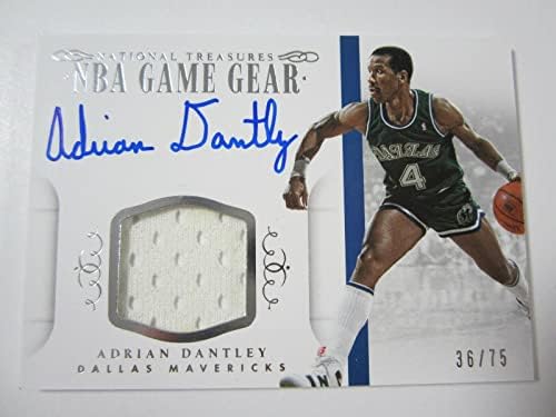 2014-15 Tesouros nacionais Adrian Dantley NBA Game Gear GU Jersey Auto 36/75 - NBA Autographed Game Usado Jerseys