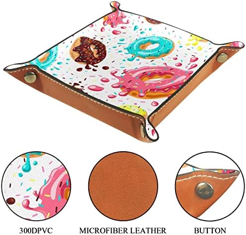 Bandeja de manobrista de couro Tacameng, rosquinhas coloridas Padrão de granulado colorido, caixas de armazenamento Organizador