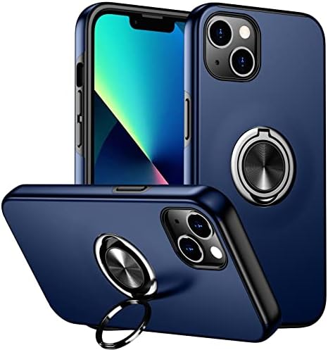TEMDAN para iPhone 13 Mini Case, com 360 ° Rotatable Magnetic Ring Suports Kickstand Slim Fit de 13 pés de grau de serviço pesado à prova de choque pesado para iPhone 13 mini 5g 5,4 azul
