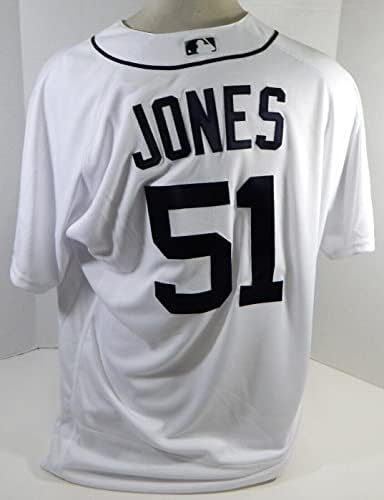 2017 Detroit Tigers Jeff Jones 51 Jogo emitiu White Jersey Sr. I Patch 50 878 - Jogo usou camisas MLB