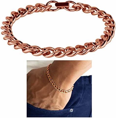 Cadeia cubana Link Pure Copper Deluxe Homens Mulheres Bracelet Metal Health Dorie