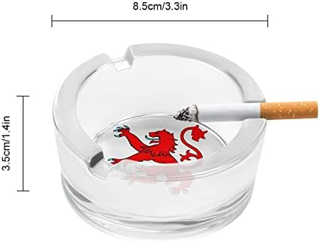Lion Grampant Scotland Glass Ashtray para cigarros redondo bandejas de cinzas para escritório em casa e restaurantes