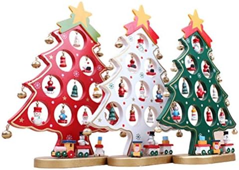 Ornamento de desktop do bestoyard Mini árvore de natal árvore de árvore de madeira Decoração de madeira Decoração de festa Ornamento