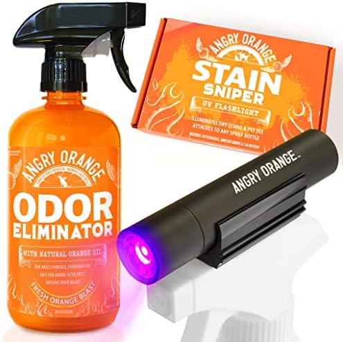Angry Orange Pet Odor Eliminator para odor forte - desodorizante cítrico para cheiros fortes de cachorro ou gato no tapete, móveis