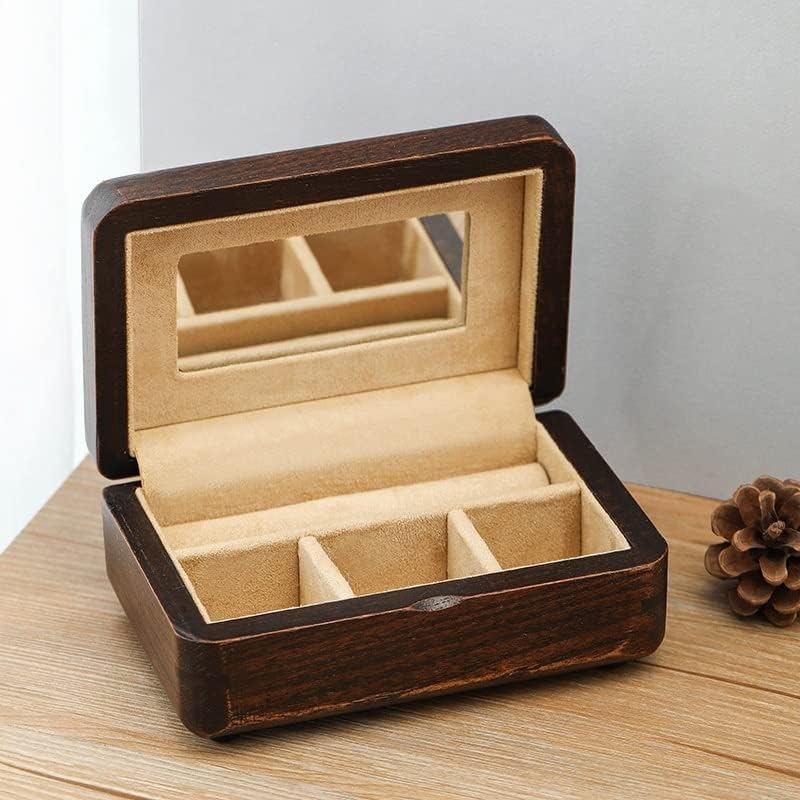 ZSEDP Wooden Small Jewelry Box Storage Organizador Travel Viagem de colar de madeira Ring Jewellery Display Streaming Showcase