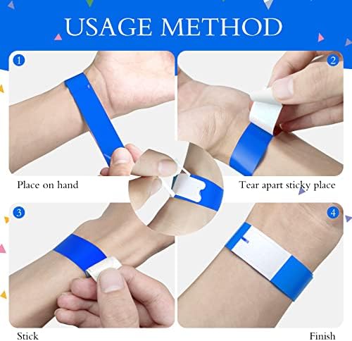 300 PCs NEON Blue Paper Wrist para eventos, faixas de pulseiras à prova d'água para festa de concerto de casamento,