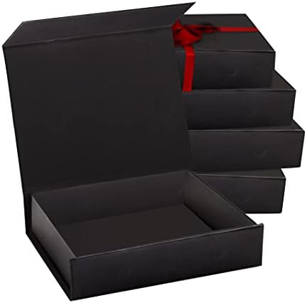 5 Pacote Black Hard Gift Box com tampa de fechamento magnético 5,5 x7.25 x1.625 caixas de retângulo para presentes