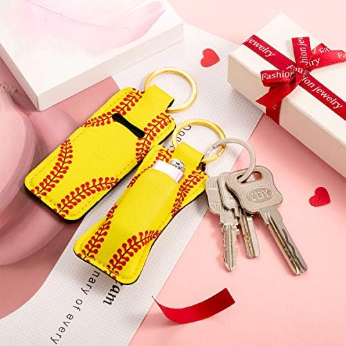 Patelai 20 PCS Softball Lipstick Holder Keychain Lipstick Suport Clip-On Sleeve Bolsa