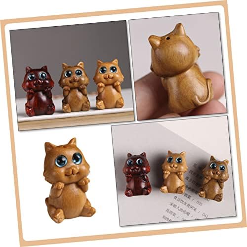 ASALADI KITTILT MADEIRA ESTÁTUA DE MODENAGEM DE decoração de desktop Acessórios de gatos fofos Chain Chain Charms Vintage