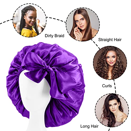 Capoto de cetim de cetim de ammon para cabelos de cabelo para dormir capuzes de cabelo para mulheres para mulheres com banda de gravata