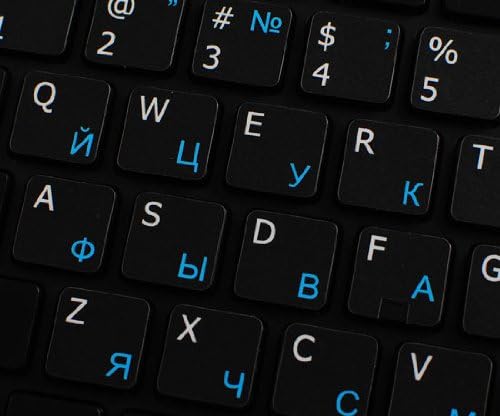 Russo Cirílico - Inglês Decalques de teclado não transparentes em inglês para fundo preto ou branco para desktop,