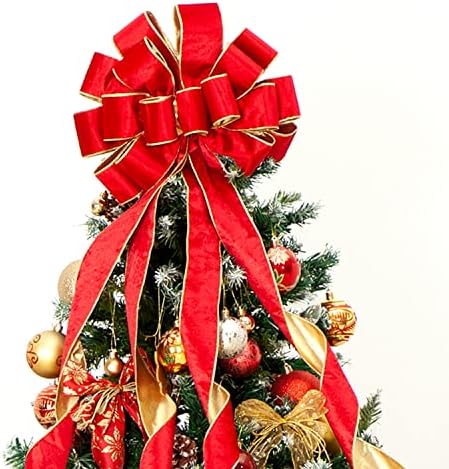 Topper de árvore de natal, árvore de Natal Topper de arco 37x13 polegadas grandes toppers de presente aresto topper topper arco decoração artesanal para grinaldas copters de árvore