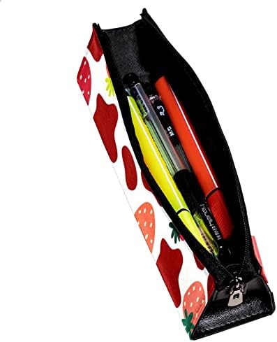 Caixa de lápis Guerotkr, bolsa de lápis, caixa de lápis, caixa de lápis estética, morango vermelho de padrão de vaca