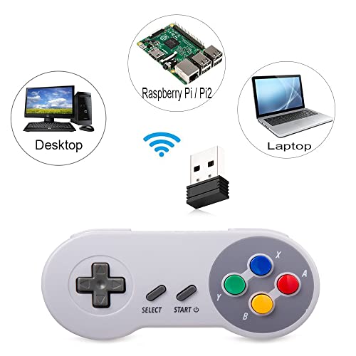 Kiwitata retro sem fio SNES Controlador USB, Kiwitatá recarregável SNES Classic USB PC Game Pad Controller para Windows