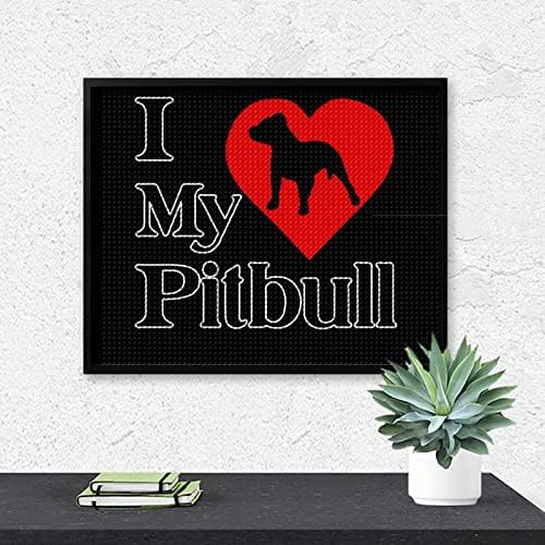 I Heart My Pit Bull Bull Diamond Kits de pintura 5d DIY Drill Full Rhinestone Arts Decoração de parede para adultos 16 x20