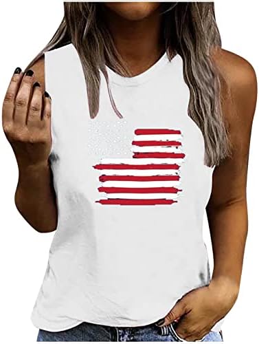 Tops femininos American Flag Tank Tops for Women Patriótico Camisa 4 de julho dos EUA Estrelas de listras camiseta sem