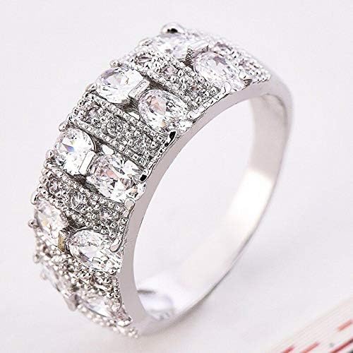 8 cores aaa cz banda feminina 925 Silver/Gold Wedding Jewelry Ring tamanho 6-10