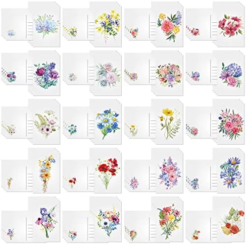 NUANCHU 80 PCS PCs Watercolor Floral Cards Flower Retro em branco Cartões de primavera vintage Spring Cartões 4 x 6 polegadas Cartões florais de água