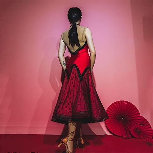 Zyzmh ombro nu e sexy vestor de dança latina feminino performance fantasia waltz tango fox trot latino Dancewear