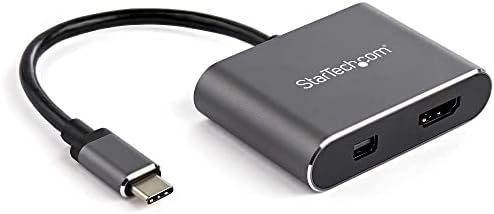 Startech.com Adaptador de vídeo MultiPort USB C-4K 60Hz USB-C para HDMI 2.0 ou Mini DisplayPort 1.2 Adaptador de monitor-USB Tipo-C
