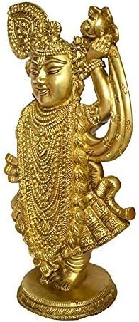 Belo artesanato de pequena estátua de Shrinathji deus em brass metal design por bharat haat bh00019