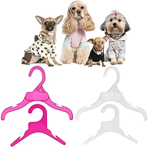 Cabide de roupas de estimação, 10pcs plástico anti-esqui de cachorro cão de cachorro roupas de roupas de gato rack para animais pequenos (rosa, s