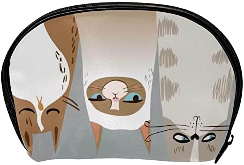 Bolsa de maquiagem de viagem, bolsa de cosméticos Caso organizador, para mulheres para produtos de higiene pessoal, pincéis, animal de desenho animado, muitos gatos