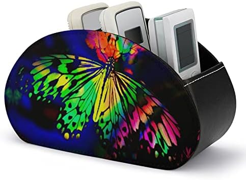 Rainbow Butterfly Remote Control titular Caixa de caneta PU couro remoto Caddy Decorative Storage Organizador de