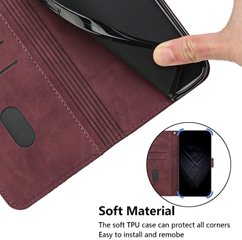 Caixa de cobertura de proteção compatível com Samsung Galaxy S21 Ultra/S30 Ultra, Caixa de couro PU vintage Flip Magnetic