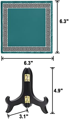 Blue Green Black Black Cerâmica Placa Decorações de mesa Sinal, tradicional Blue Geometry Black Tile Pattern Decor