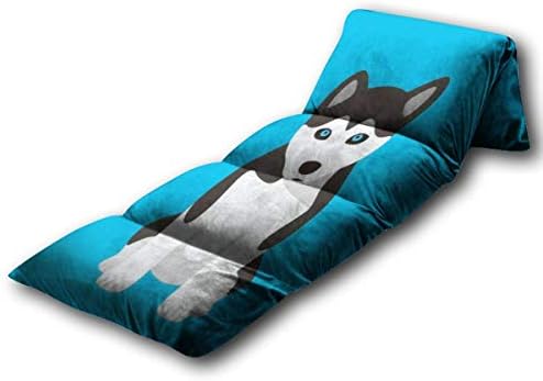 Kids Flow Pillow Bedsiberian Husky sentado na frente olhando para você com a cama do chão da cabeça ， tapete portátil