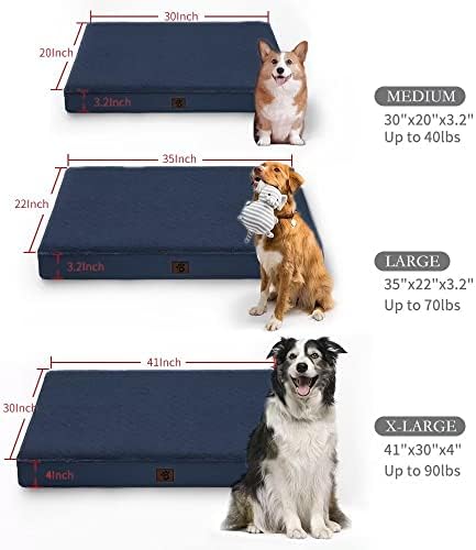 Baauye Memory Foam X-Large Dog Bed para cães grandes/mediem/samll, traje de cães de cães de cães de crate de ovo ortopédico para caixas de cachorro com cobertura à prova d'água e lavável removível e lavável